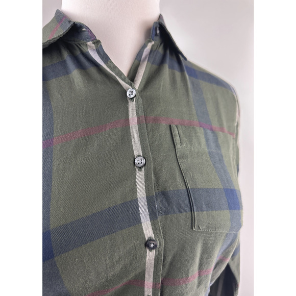 Barbour Oxer Check Shirt Olive Rosewater Tartan Button Up Women's US Size 6 - Picture 10 of 13